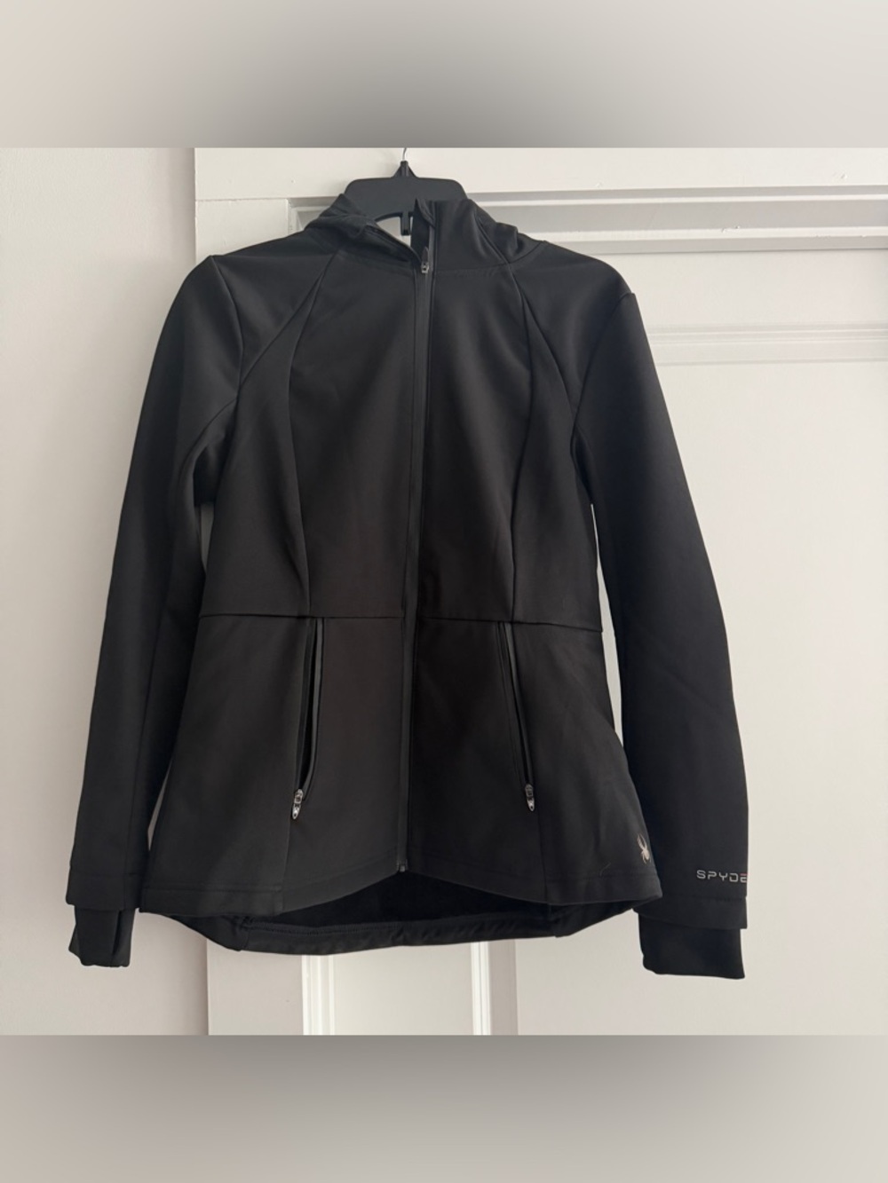 SPYDER ACTIVE ATHLETIC FULL ZIP LINED HOODIE BLACK JACKET Women Medium
